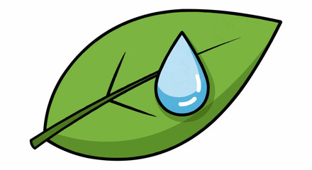 A green leaf with a water drop on it, symbolizing nature, environment, and sustainability isolated on