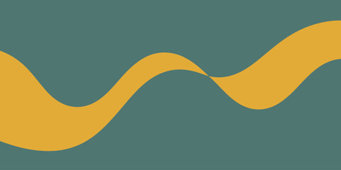 A wavy golden ribbon or stripe against a teal background in a simple modern abstract design style art