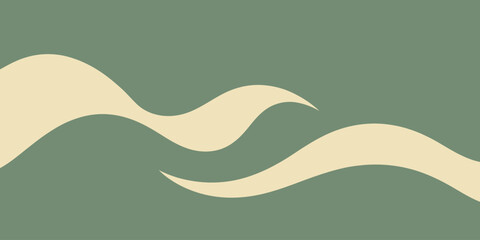 Abstract background with flowing beige lines on a muted green backdrop creating a simple design