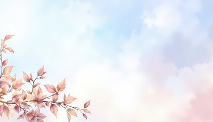 Autumn Branch on Sky Background Beautiful Nature Banner