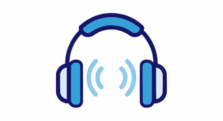 Blue headphones emitting sound waves, isolated on, perfect for music lovers and audiophiles seeking immersive audio experiences