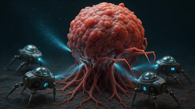 Futuristic Robotics Interacting with Organic Tumor Like Structures Vision of Medical Technology and Health Innovation in Science and Artificial Intelligence
