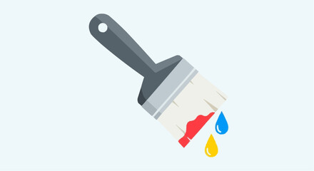 Colorful paint brush illustration with dripping paint isolated on, perfect for art supply store or painting service promotion