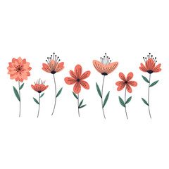 A collection of delicate painted flowers in various shapes and sizes.