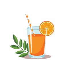 A refreshing glass of orange juice with a slice of orange and a straw.