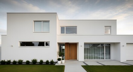 Modern Home Exterior: A contemporary architectural marvel with clean lines and expansive windows, presenting an inviting facade that exudes a sense of modern elegance. 