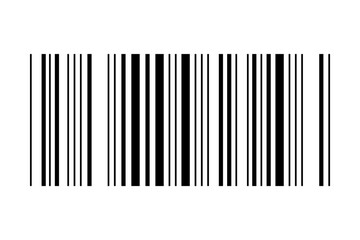 Simple barcode tag template isolated on white background. Bar code sticker mockup. Example of visual data digital representation with product information. Vector graphic illustration