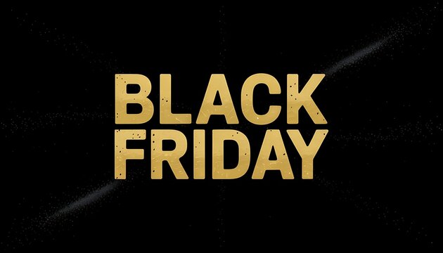 Bold golden black friday text overlay on dark textured background with diagonal line for promotional sale and discount announcements