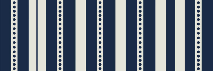 A repeating pattern of vertical stripes alternating between solid and dotted navy and cream colors