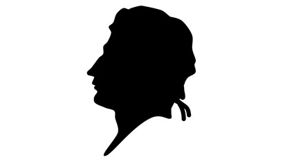Ovid portrait, black isolated silhouette