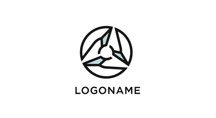 Modern and abstract circular logo design with a stylized three-pointed star shape