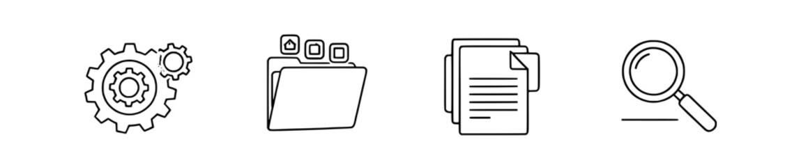Vecter icons for business process automation and data management solutions for increased efficiency and productivity