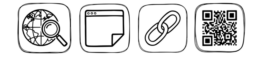 Vecter icons for web search and qr code graphic elements for website design and mobile application interface needs