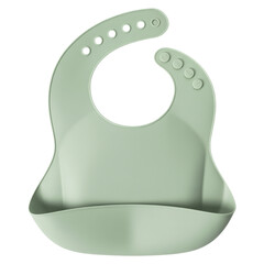 Light Green Silicone Baby Bib with Pocket and Adjustable Neck graphic design isolated on a transparent background