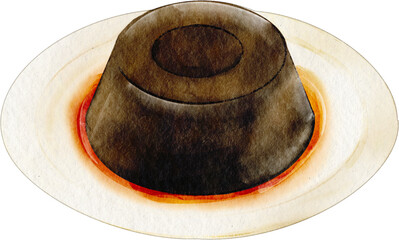 watercolor black sesame pudding