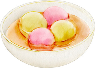 watercolor chinese tangyuan