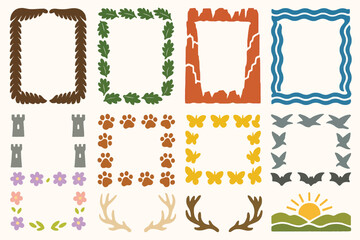 Nature Frames Collection with Yellowstone Elements and Wildlife