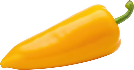 A Vibrant Yellow Bell Pepper Fresh And Whole With A Bright Green Stem Isolated On A Transparent Background For Easy Isolation And Fresh Pepper Whole Pepper Vegetable