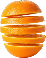 Vivid Orange Fruit Sliced Into Segments Showing Juicy Pulp And Textured Rind Isolated Transparent Background Isolate Citrus Transparent Background Food Healthy