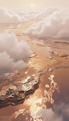 Abstract landscape of clouds and water reflection aerial view