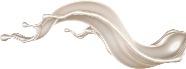 Creamy White Liquid Splash With Dynamic Fluid Motion Smooth Curves And Flowing Waves On A Transparent Background Isolate Transparent Background Cream Splash