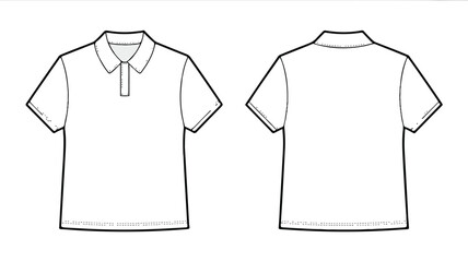 Naklejka premium Classic polo shirt mockup isolated on white background, featuring a clean and simple design, front and back view for apparel design and presentation