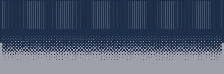 A blue and gray abstract background with vertical lines and halftone dots fading into gray space below