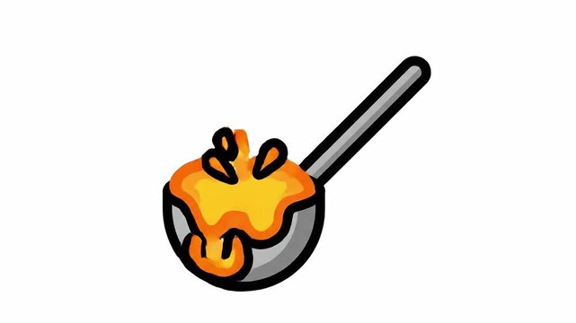 Animated potion brewing animation, cartoon style, isolated on white background with fire effect,