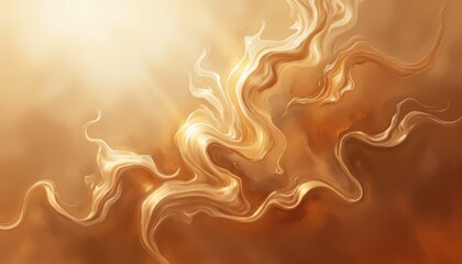 Abstract Liquid Flow Background Golden Brown Swirls and Motion