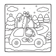 Capybara Christmas Fun Coloring Pages, Whimsical Gingerbread House Coloring Pages for Kids & Adults, Christmas Coloring Pages, bold & easy cozy winter coloring book pages, victor art. line art.