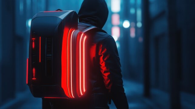 Person in illuminated jacket at night - Powered by Adobe