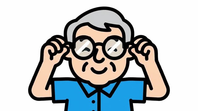 Animated Sequence: Man Putting on and Adjusting Eyeglasses for Improved Vision Clarity