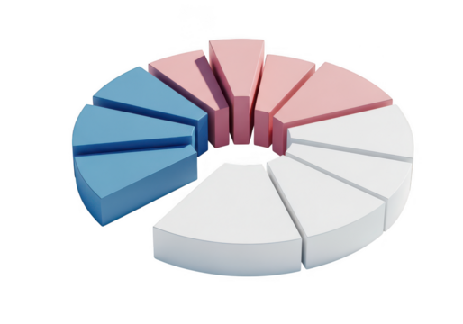 Understanding data visualization pie chart analysis for business growth on transparent background