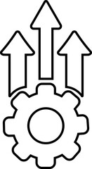 Robotic and Automation Icon of Artificial Intelligence, Machine Learning, and Industrial Robot Symbols, Black Line Vector AI Technology and Innovation Design