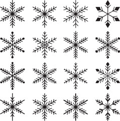 Black silhouette snowflake shapes
