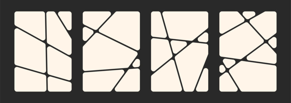 set of abstract poster background with liquid connected circle dots. metaballs pattern, abstract geometric shapes collection. Point movement flat layout template icon, frame collage for photo