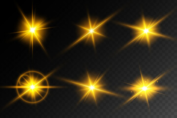Lens Flare, light glow effect. sun or realistic shining star with backlight effect.
bokeh glitter and sparkles or sparkles on transparent background.
