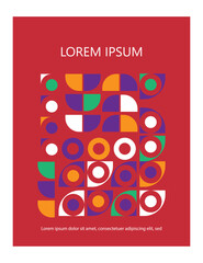 Fototapeta premium 90s style geometric shape set. Trendy flat illustration collection with retro decoration. cover Designs for Annual Report, Brochures, Flyers, Presentations, book cover, Magazine. Memphis style.