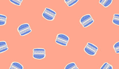 Cute burger pattern background vector design