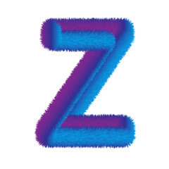 Fluffy letter z isolated on, a vibrant and playful design element perfect for adding a touch of whimsy and color to any creative project