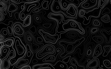 Black topography topology pattern with white outline background. Vector illustration.