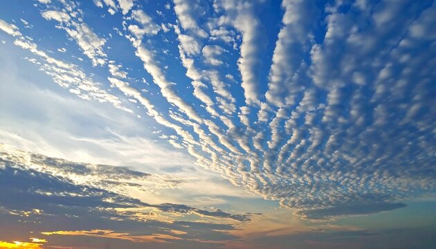 Striking Altocumulus Clouds Painting the Sky at Sunset.