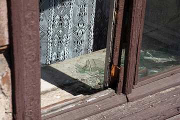 broken window in the window