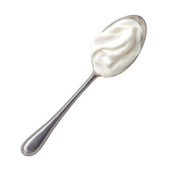Spoonful of creamy yogurt isolated on transparent background