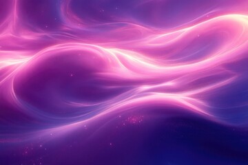 A mesmerizing abstract composition featuring luminous pink and purple swirling waves, reminiscent of an ethereal nebula or cosmic energy, adorned with subtle sparkling dust.