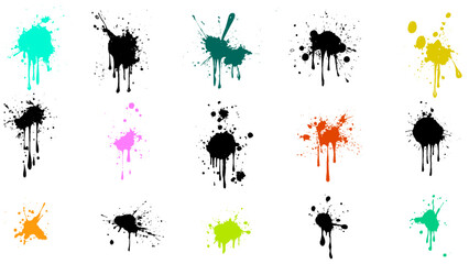 Colorful Splash Shape Illustration Set. Illustration of the colorful paint splashes on a white background 