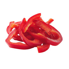 Sliced red bell pepper isolated on transparent background