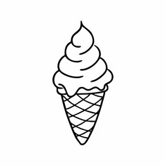 Cute cartoon ice cream line art outline drawing for coloring book