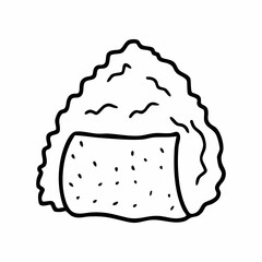 Cute cartoon rice ball line art outline drawing for coloring book
