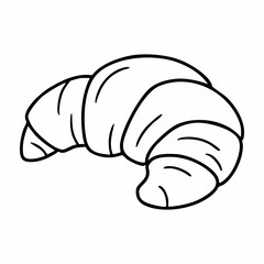 Cute cartoon croissant line art outline drawing for coloring book
